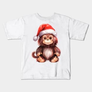 Orangutan in Santa Hat Kids T-Shirt